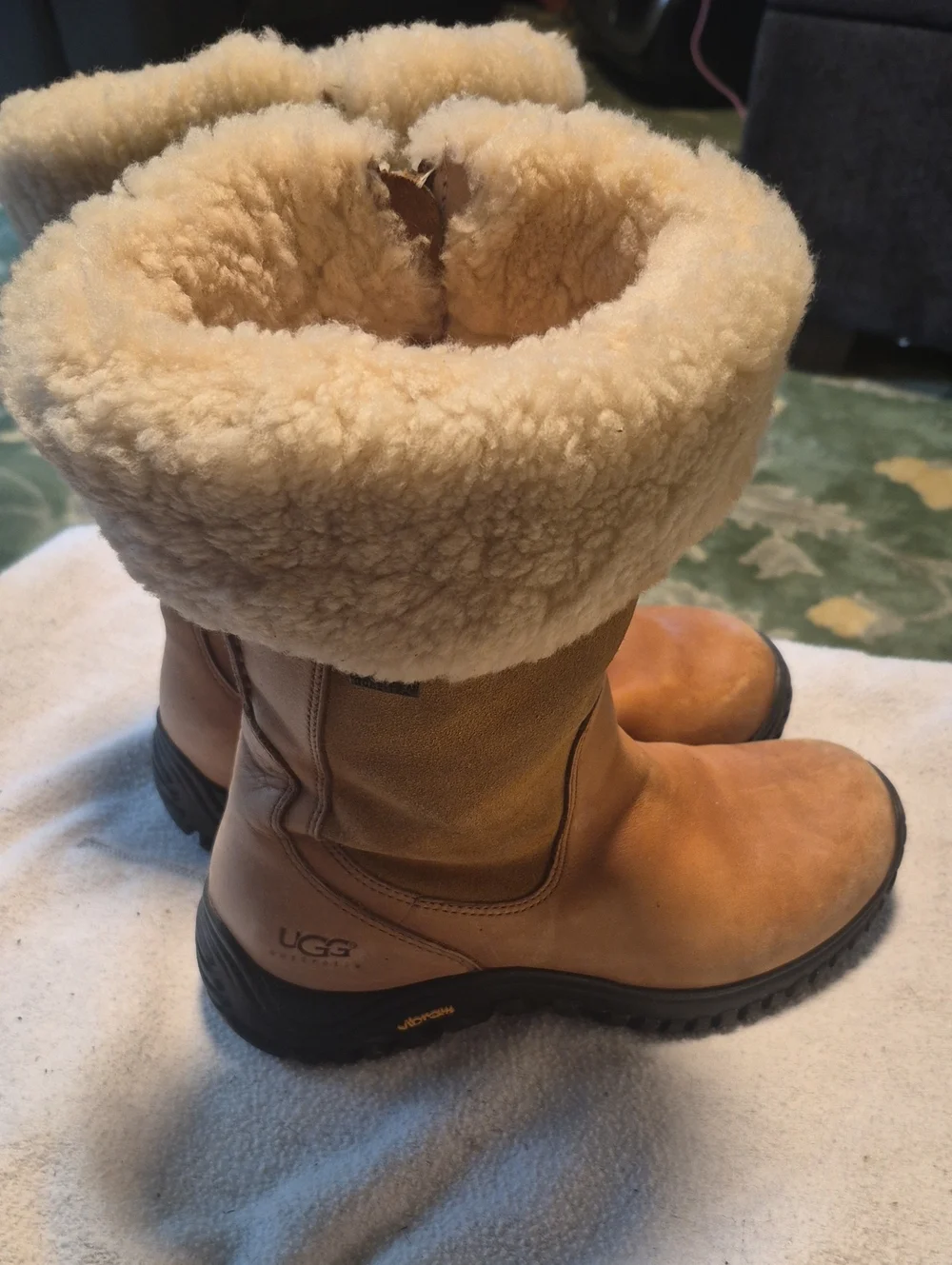 UGG Chestnut Suede Shearling Cuff Boots